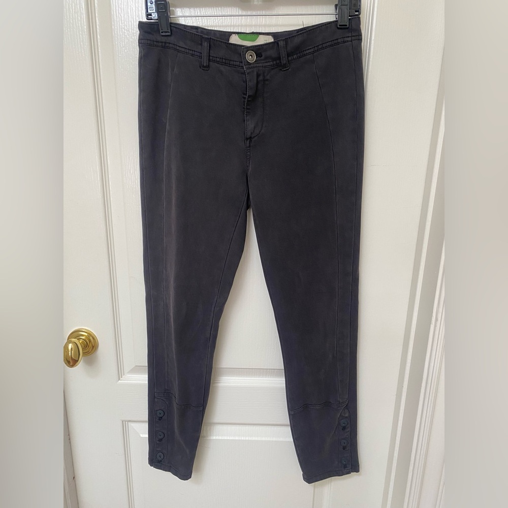 Anthropologie Charcoal Gray Skinny Pants with Button Ankle detail